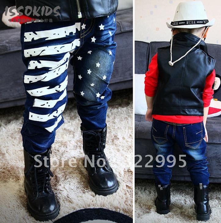 Children's wear American flag printed jeans  A520