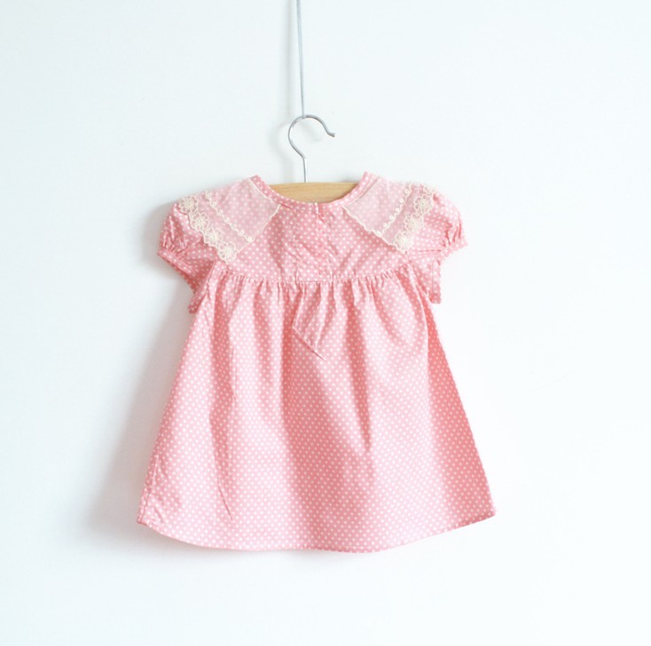 Children's wear Polka Dot 2013 summer girls shirt pink Lapel bud silk short-sleeved blouse 5pcs/lot
