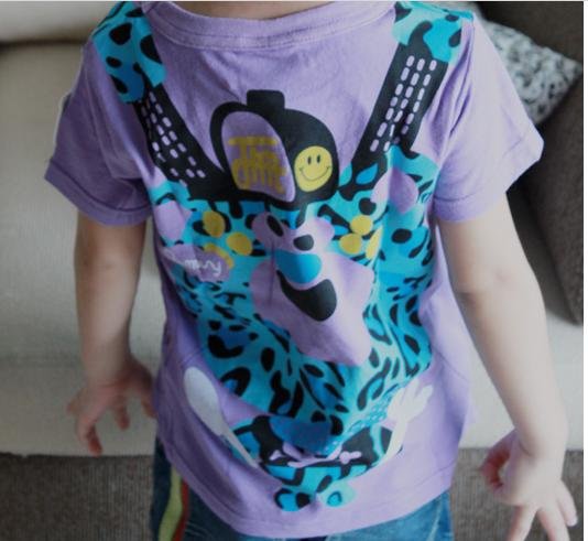 Children's wear short-sleeved T-shirt foreign trade T-shirt short sleeve JAM bear backpack