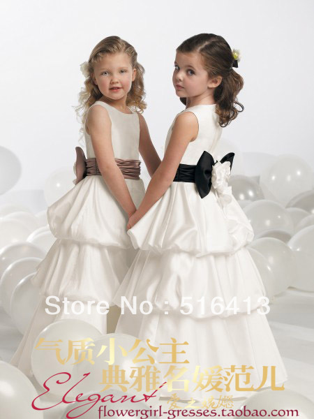 children's white pageant dress a-line cupcake dress for girls wedding party and communion wear