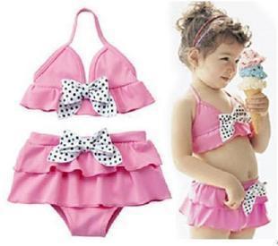 Children swimsuit baby princess cute hot spring swimwear bikini two pieces girl's swimwear Age2-6 Free Shipping