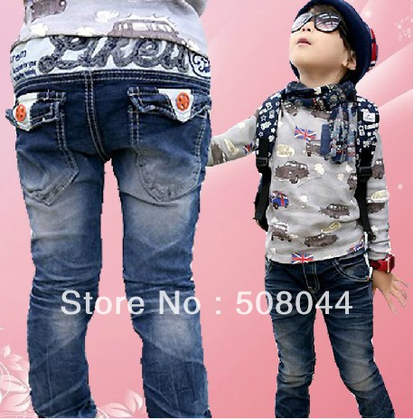 children winter boys and girls cute double star jeans,baby trousers,long pant 5pcs/lot