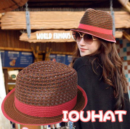 Chili straw hat female fashion straw braid small fedoras large brimmed hat summer beach sunbonnet