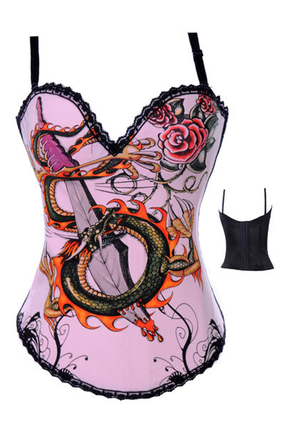 Chinese Dragon Corset in Pink LB4469