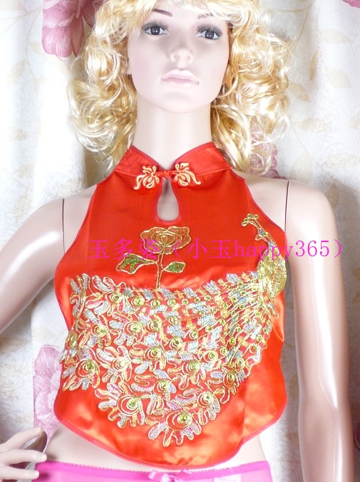 Chinese style women's sexy apron classic apron peacock faux silk double layer silks and satins bellyached