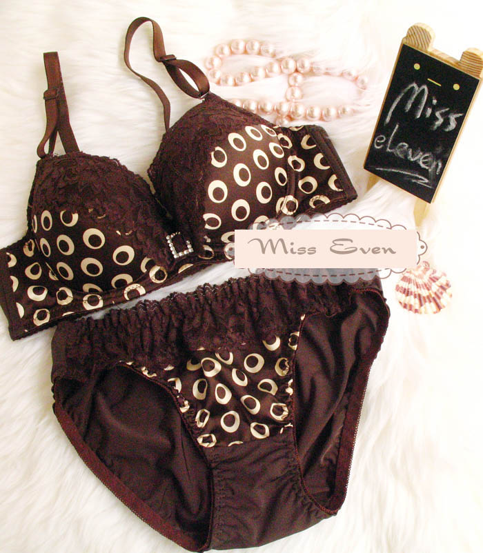 Chocolate geometry push up underwear set bra 70b