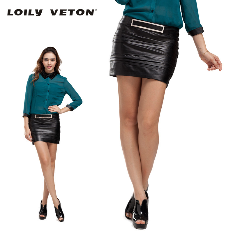 Christmas 2012 female sheepskin genuine leather clothing genuine leather short skirt