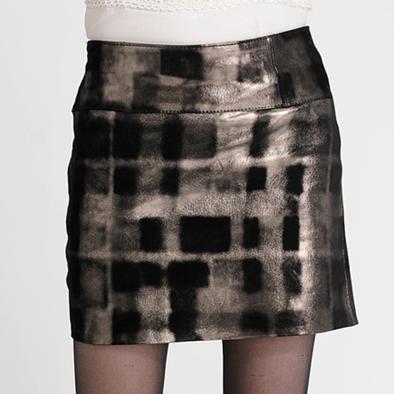 Christmas Autumn women's slim hip leather skirt sheepskin genuine leather step skirt bust skirt