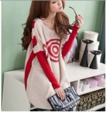 Christmas free shipping 2012 autumn/winter Diamond lollipop stripe loose plus size wool blend women sweaters 7128XIAOFANG