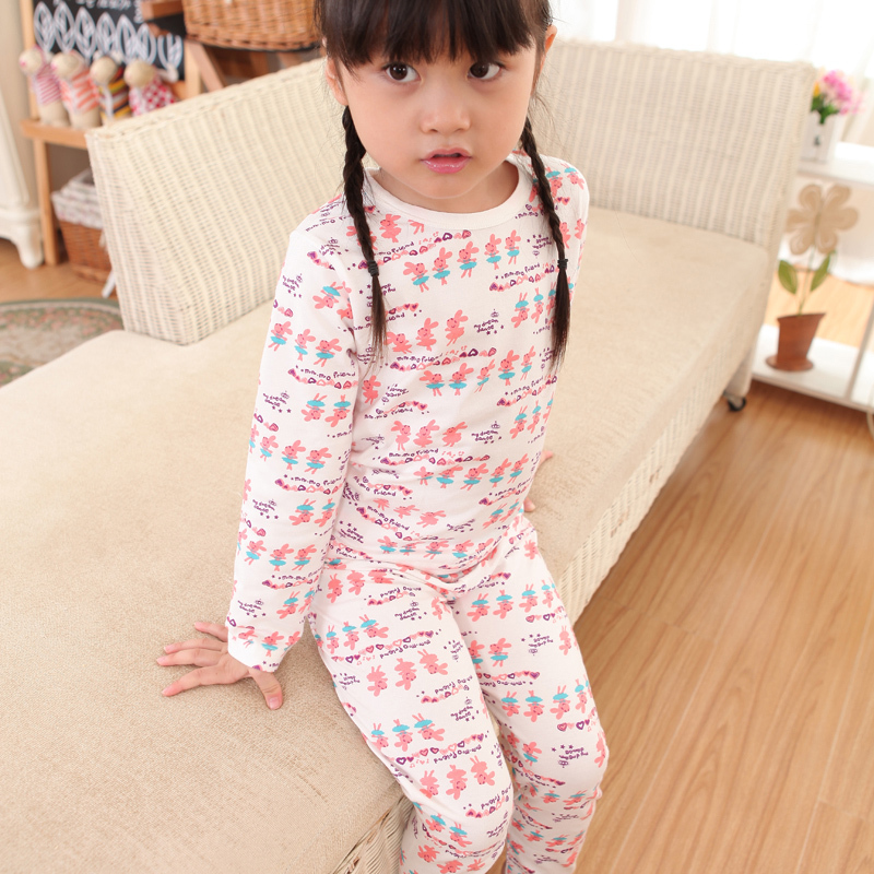 Christmas gift Autumn and winter thickening child thermal underwear set female child underwear set 100% cotton lounge