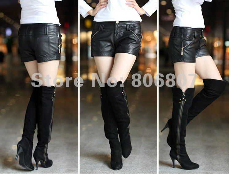Christmas Gift,ladies' PU Shorts ,Leather Greave