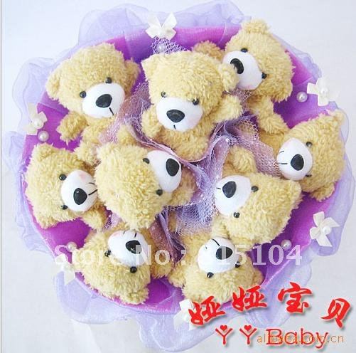 Christmas gifts fashion cute toy bouquet 9 South Korean bear cartoon bouquet Valentine's Day gift Free shipping X703