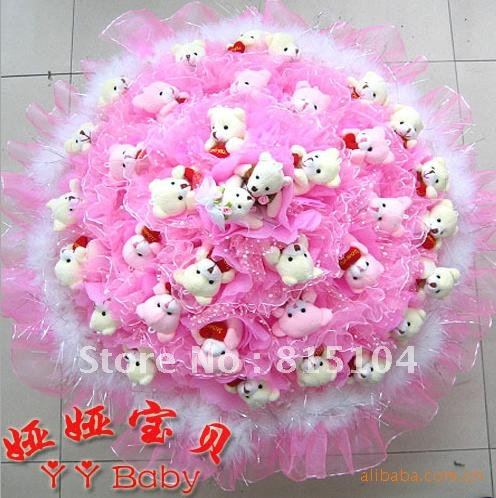Christmas gifts Wedding Valentine's day /36 only hold heart bear cartoon bouquet dried flowers Free shipping X705
