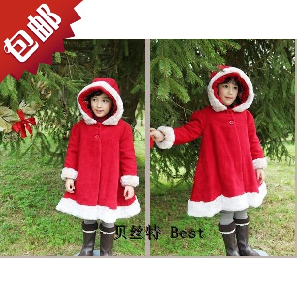 Christmas installation child outerwear female child overcoat fashion children's clothing female child autumn and winter 2013