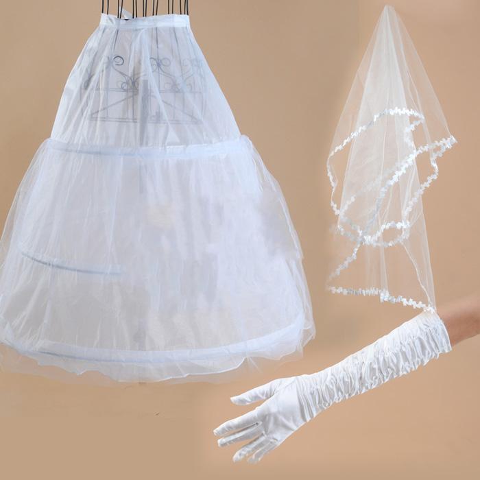 christmas weddin birthday valentine's Wedding accessories bundle gloves veil pannier piece set combination