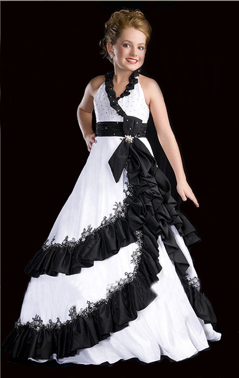 Christmas White Black Flower Girl Dress Girl Skirt Princess Skirt Party Skirt Pageant Skirt Custom SZ 2 4 6 8 10 12 14 JL708026