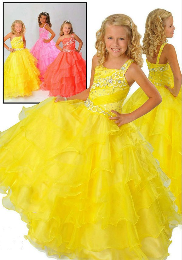 Christmas Yellow Flower Girl Dress Girl Skirt Princess Skirt Party Skirt Pageant Skirt Custom SZ 2 4 6 8 10 12 14 JL708016