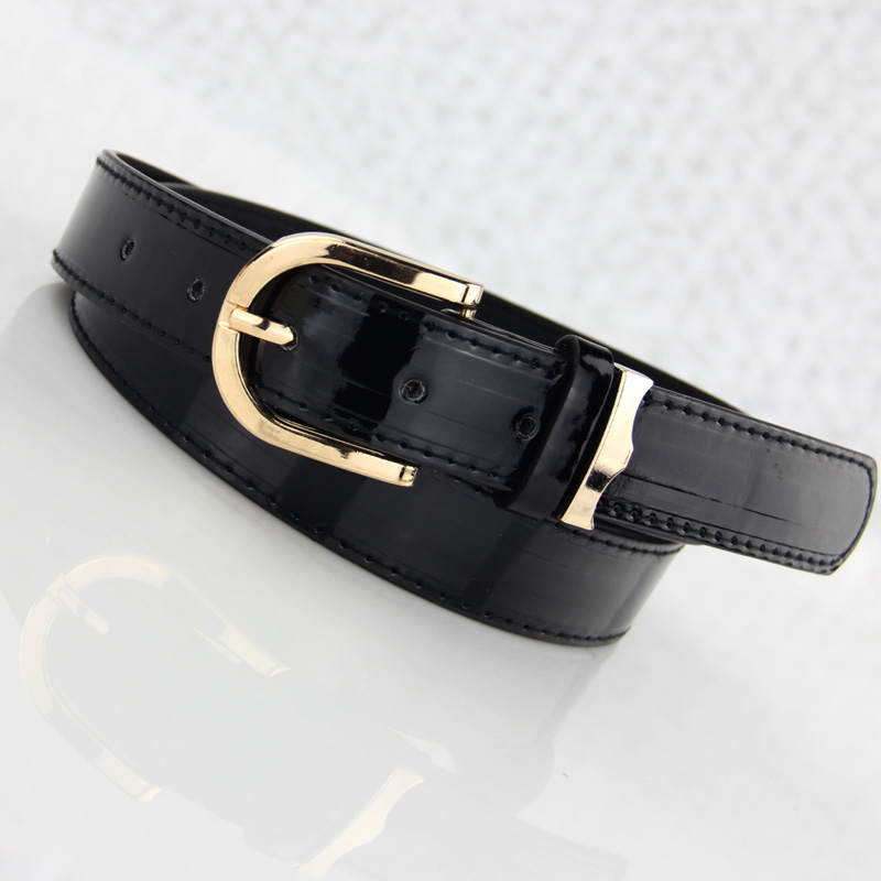 Chromophous female strap genuine leather belt all-match thin belt japanned leather belt belly chain women's Free shipping