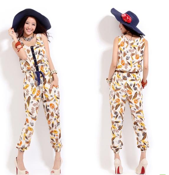 Chun xia hold printing waist vest even reasonable wear pants leisure trousers joined female