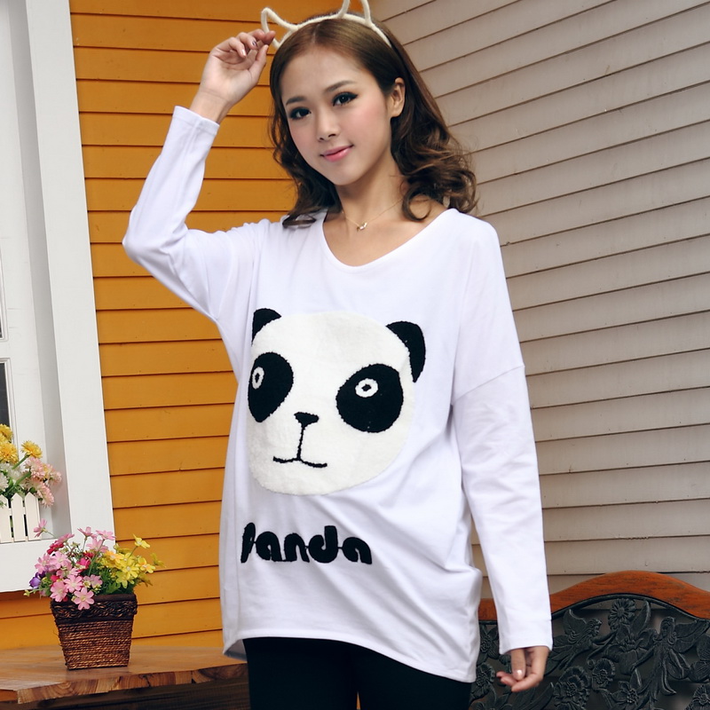 Cichon spring and summer long-sleeve top three-dimensional plus velvet animal pattern cute-type maternity clothing t-shirt