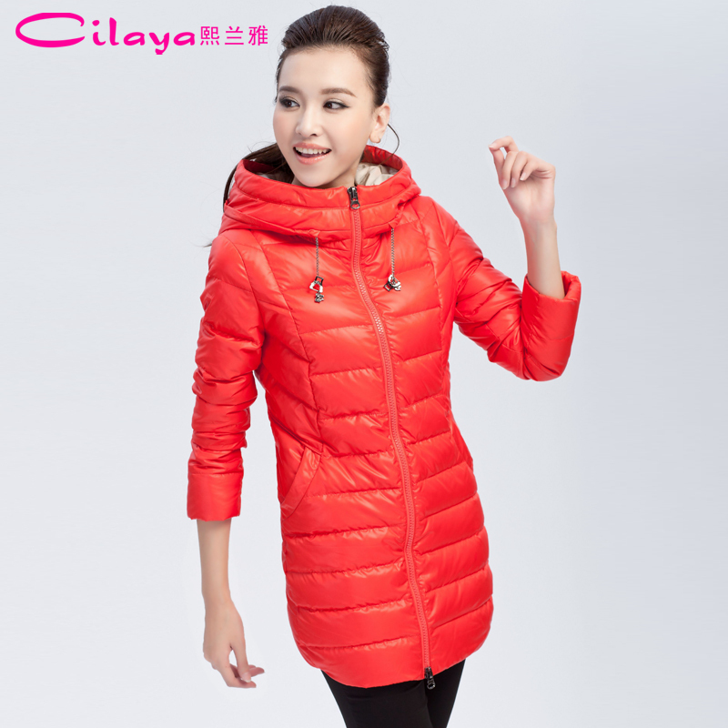 Cilaya 2012 candy color thickening thermal slim women's medium-long down coat