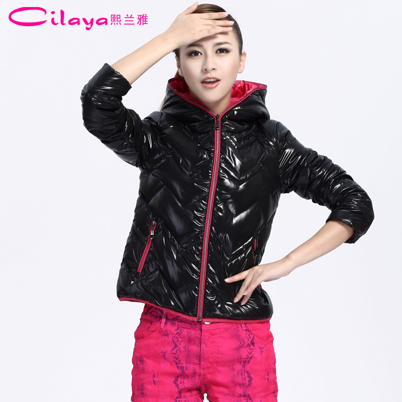 Cilaya 2012 color block with a hood fashion winter female slim short design down coat