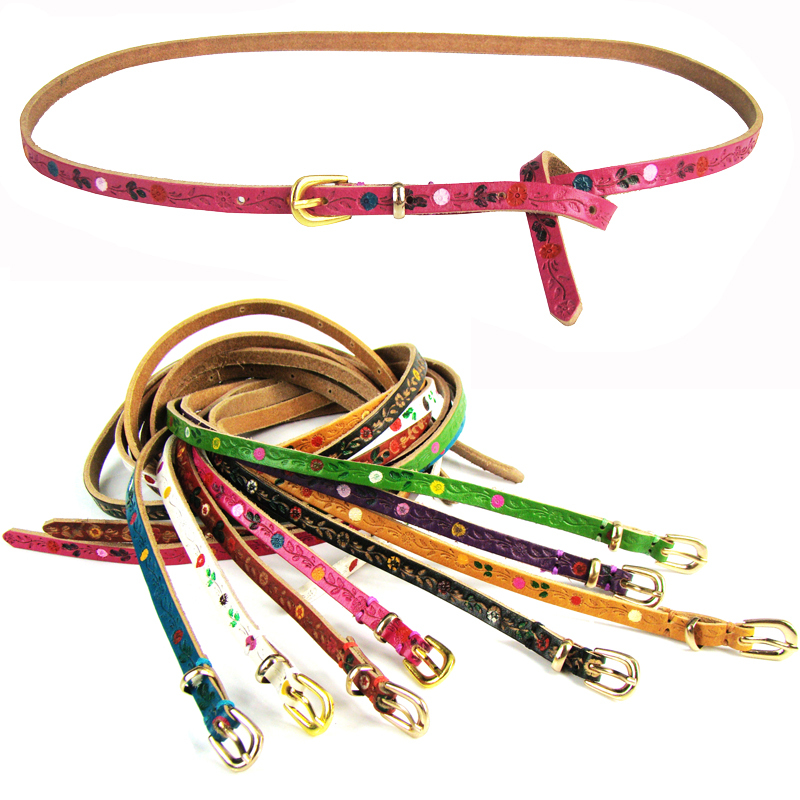 Circarc first layer of cowhide belt flower female genuine leather strap female fashion decoration strap