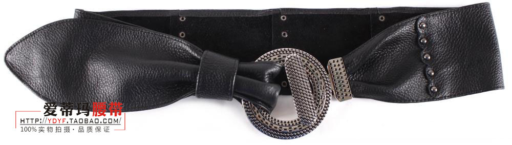 Circle buckle belt belt genuine leather patchwork rivet cummerbund decoration wide belt female fashion