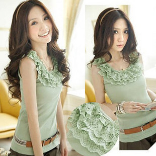 Classic aesthetic product outerwear universal neckline lace decoration spaghetti strap vest