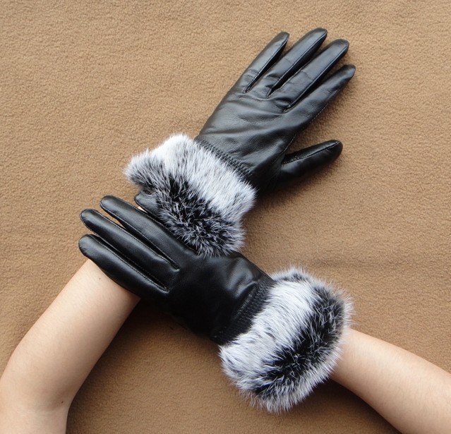 Classic Black Woman Winter Genuine Soft Leather Gloves