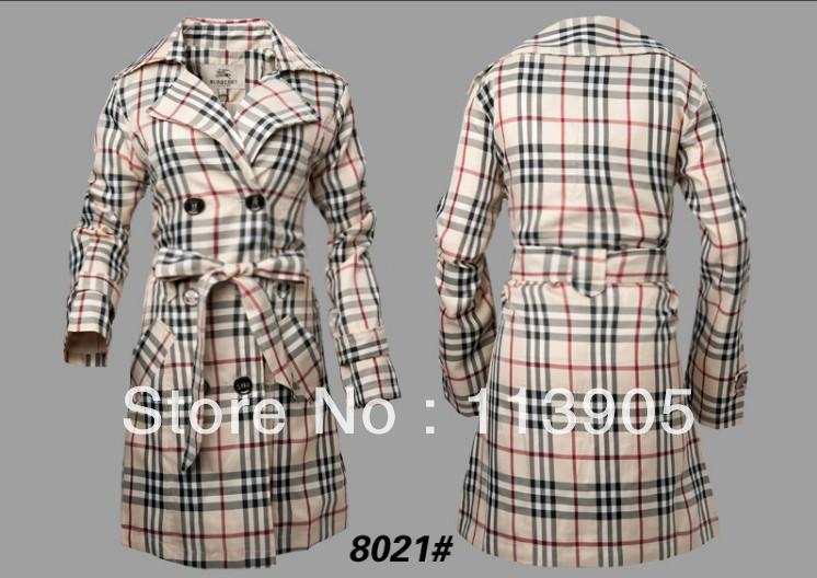 classic brand plaid jacket fashion women's double-breasted coat 5 color free shipping #8021