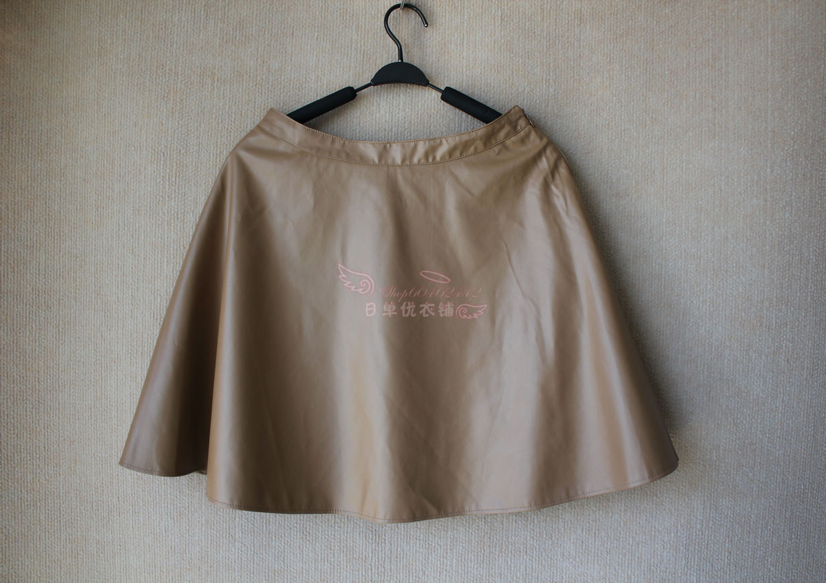 Classic brief paragraph all-match high waist leather skirt