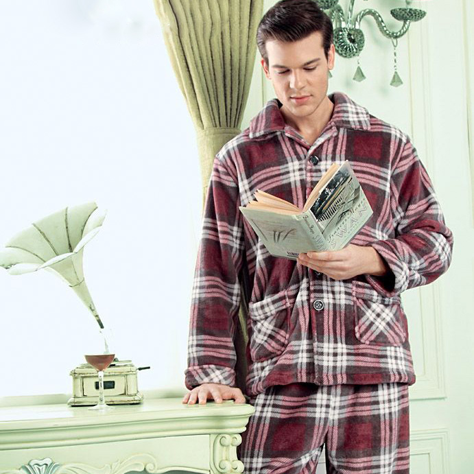 Classic fashion 41064 male coral fleece sleep set long-sleeve sleepwear lounge