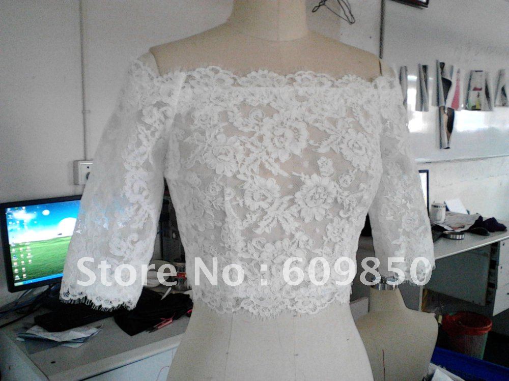Classic Free shipping  high quality lace bridal wedding  jacket