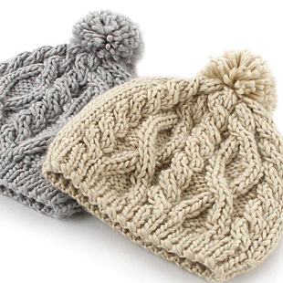 Classic handmade sphere knitted hat women's autumn and winter handmade knitting wool hat