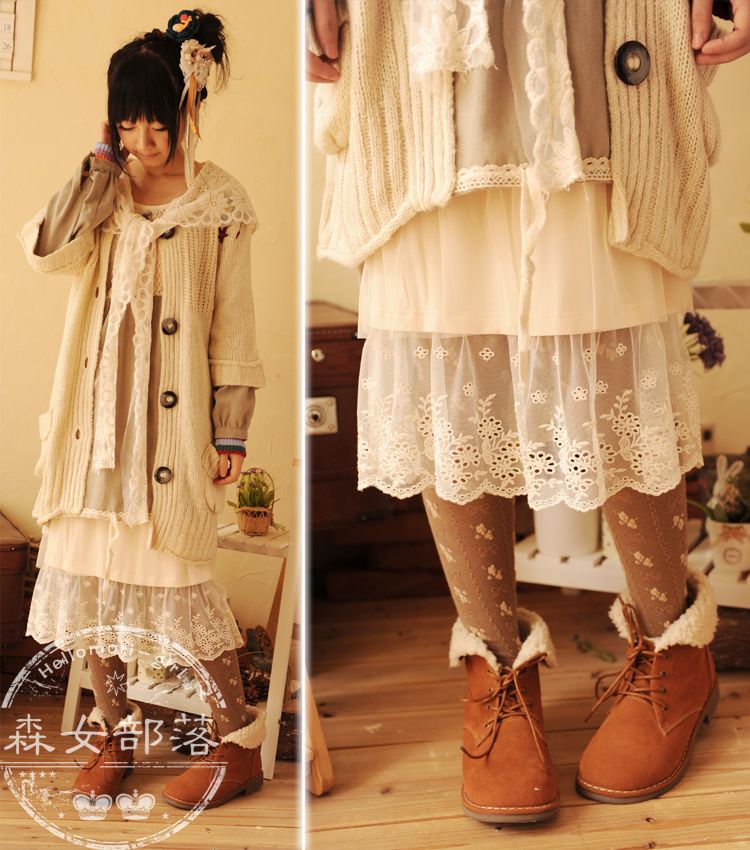 Classic lycra cotton double layer lace sweep lengthen one-piece dress universal basic free shipping