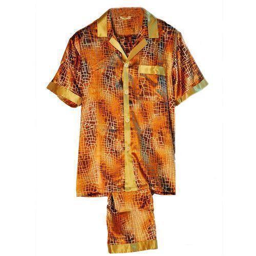 Classic male summer silk sleepwear male short sleeve length pants set sleepwear 2345