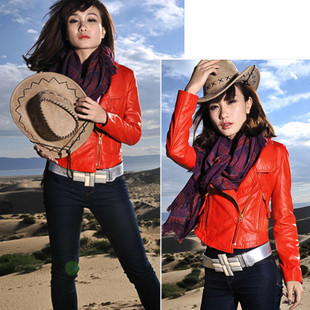 Classic motorcycle paragraph sheepskin leather clothing jacket leather clothing og-087