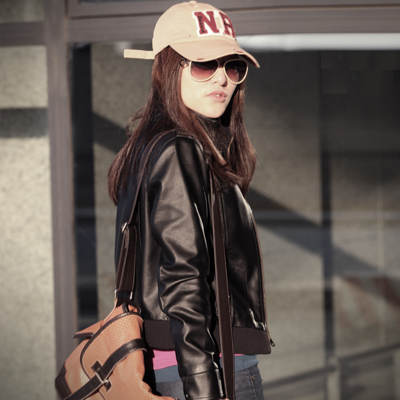 Classic old slim short design black pipkin princess outerwear jacket motorcycle fashion