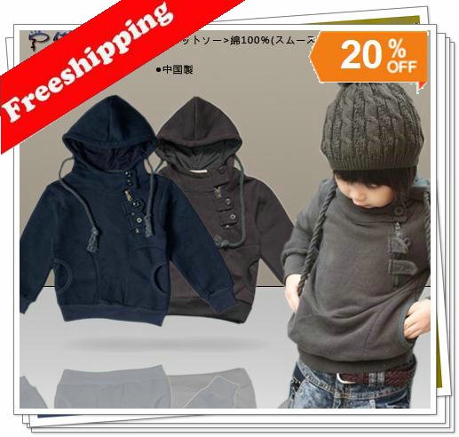 Classic Style kids hooded sweatshirts,Solid Color Children Thick Outerwear Free Shipping Retail