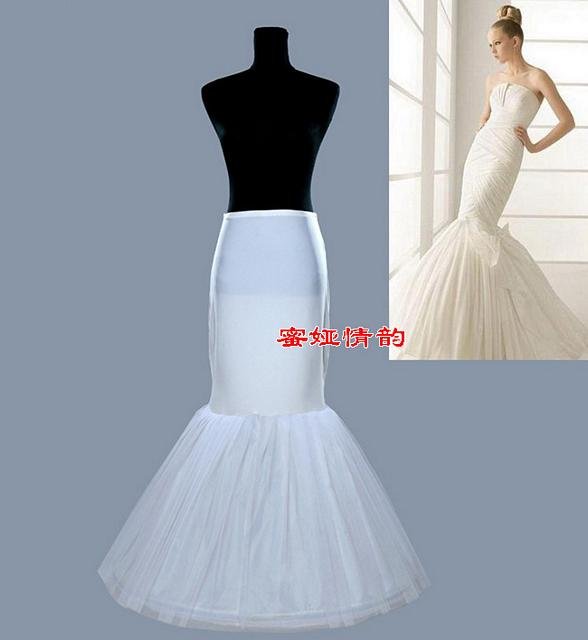 Classic Style Mermaid 3 Hoop 2 Layers White Prtticoat Free Shipping