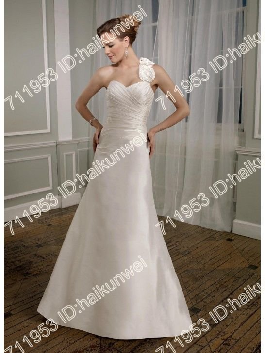 Classic Taffeta Floral One-shoulder A-Line Wedding Dresses