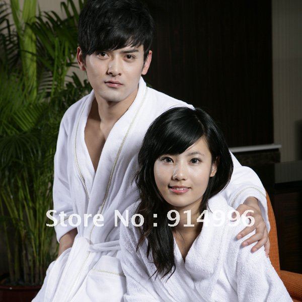 Classic Terry/velour Kimono Bathrobe.robes for unisex cotton bath robe