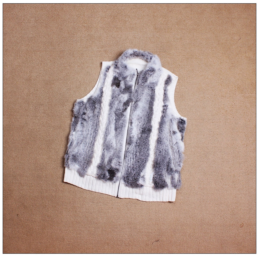 Classic thermal angela rabbit fur patchwork vest gift