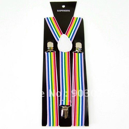 Classic  women's  Adjustable Clip on striped suspenders braces 2.5cm width BD866