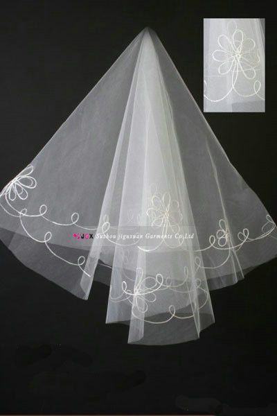 Classical lace trim edg wholesale organza short wedding accessories veils 2013