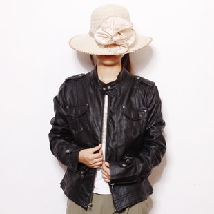 Clearance Brand New Faux Leather Women's Jacket Black & Grey