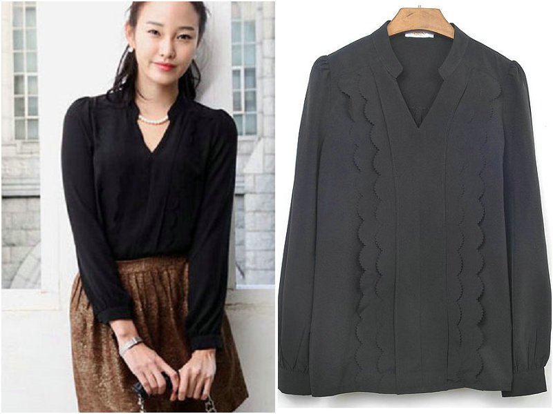 Clearance Sales! 1003 Sexy Lady Formal Blouse Floral Lace Long Sleeve Chiffon Shirt Top Wholesale Dropship