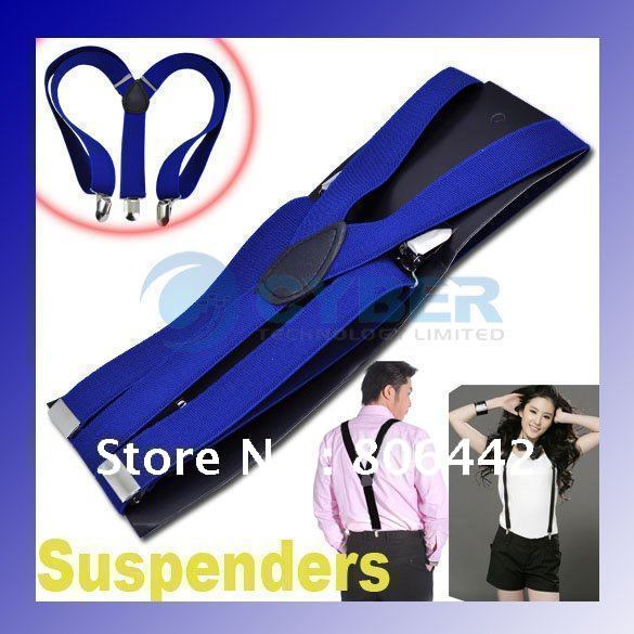 Clip-on Adjustable Unisex Pants Y-back Suspender Braces Elastic Belt 2 Colors Free Shipping