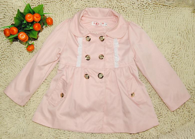 Cloth children's clothing female child autumn 12 outerwear child turn-down collar double breasted female child trench